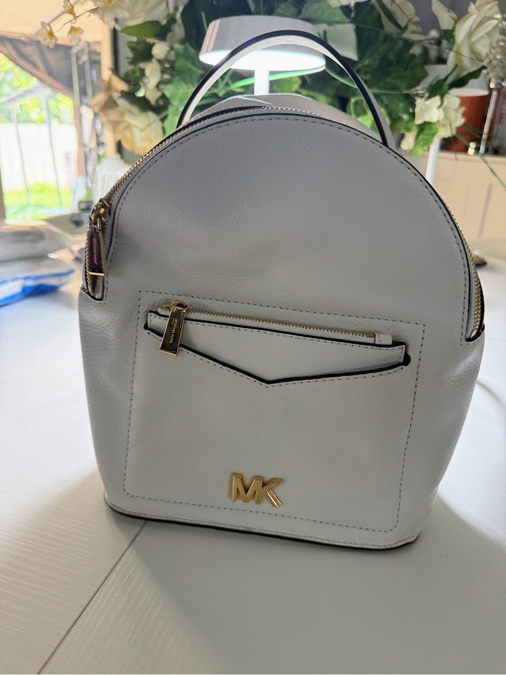 Michael Kors White Leather Mini Backpack